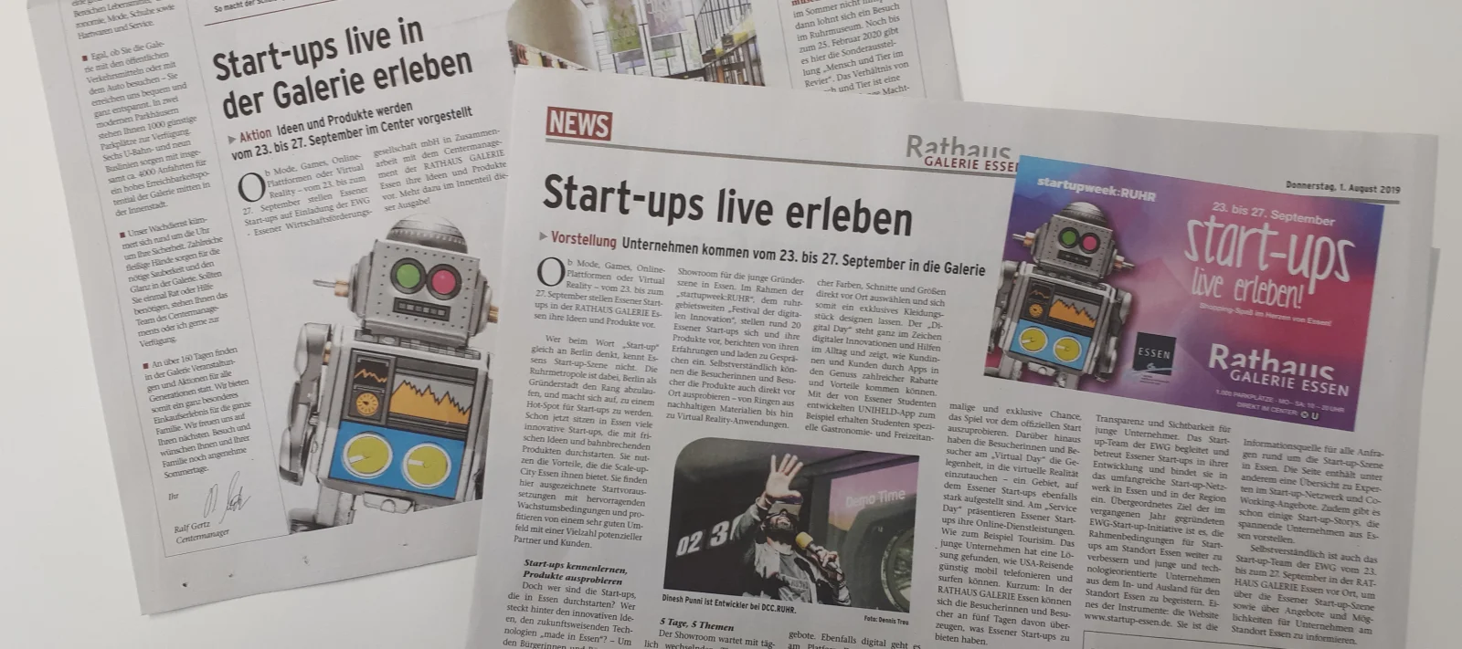 Startup-Essen – Start-up Showroom in der RATHAUS GALERIE Essen