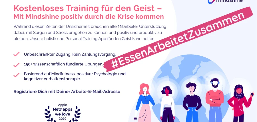 Startup-Essen – #EssenArbeitetZusammen stellt vor: kostenlose Mindshine App